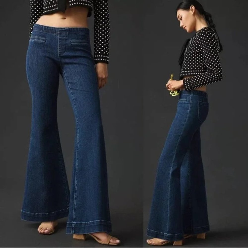 NWT Anthropologie Pilcro Retro Low-Rise Pull-On Flare Jeans